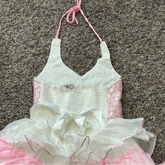 Beautiful formal beaded pink and white layered gown - Picture 5 of 5